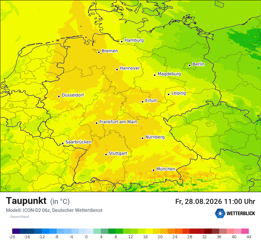 Modellkarte ICON-D2 – td – deutschland