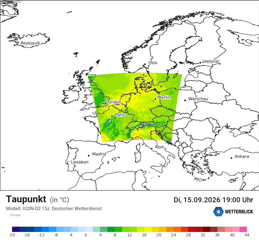 Modellkarte ICON-D2 – td – europa