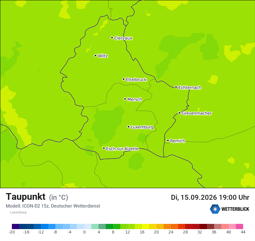 Modellkarte ICON-D2 – td – luxemburg