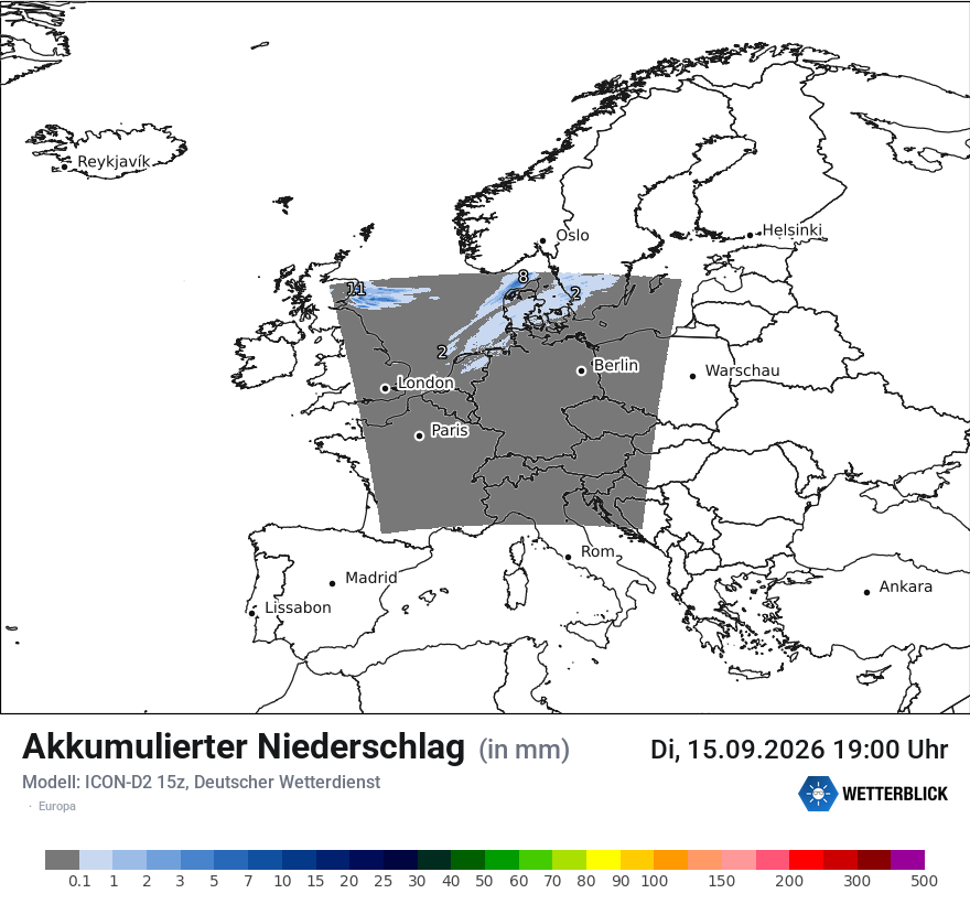 Modellkarte ICON-D2 – tot_prec – europa