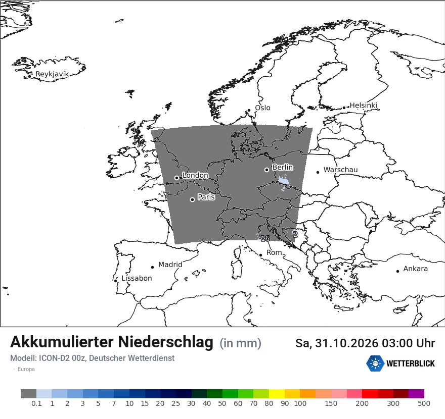 Modellkarte ICON-D2 – tot_prec – europa
