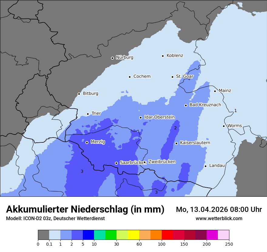 Modellkarte ICON-D2 – tot_prec – rp