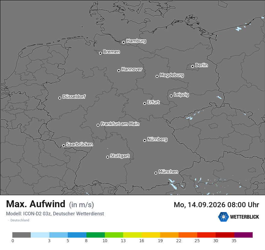 Modellkarte ICON-D2 – updraft – deutschland