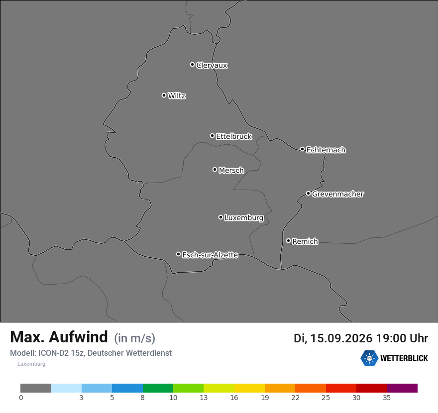 Modellkarte ICON-D2 – updraft – luxemburg