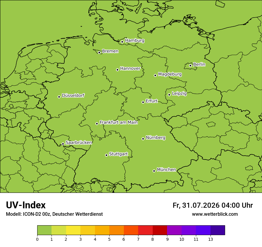 Modellkarte ICON-D2 – uv – deutschland