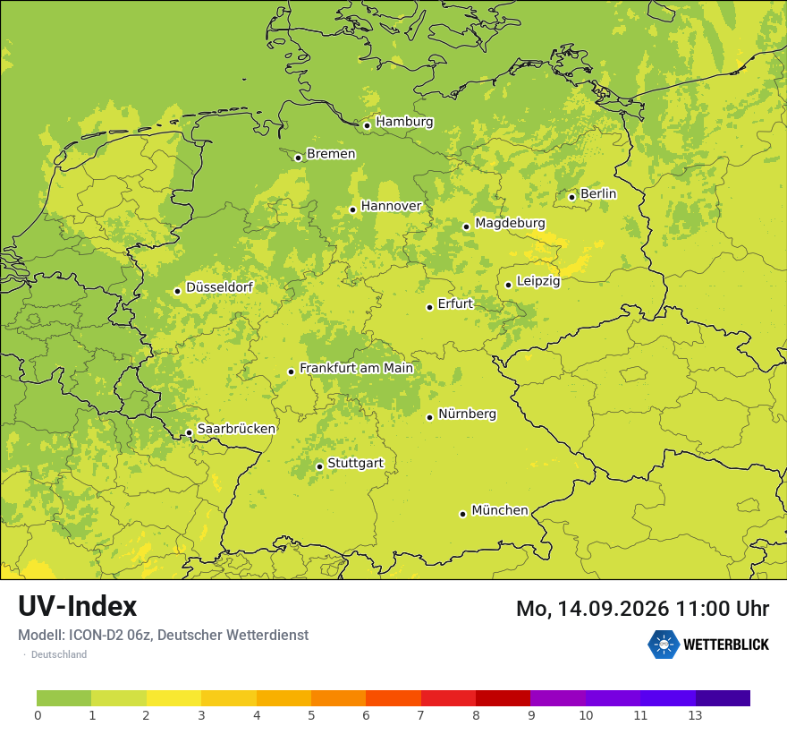Modellkarte ICON-D2 – uv – deutschland
