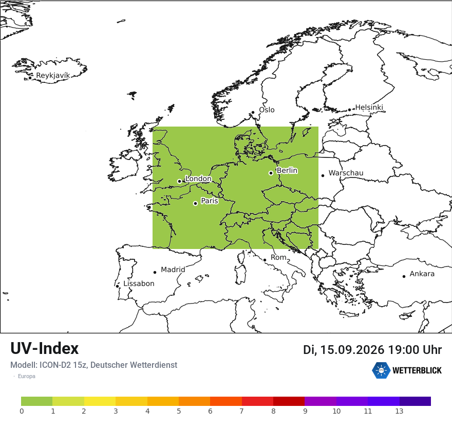 Modellkarte ICON-D2 – uv – europa