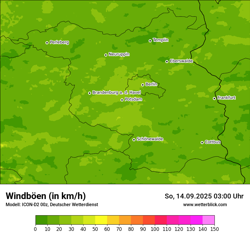 Modellkarten Windgeschwindigkeit