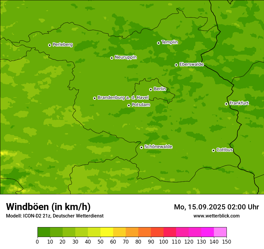 Modellkarten Windgeschwindigkeit
