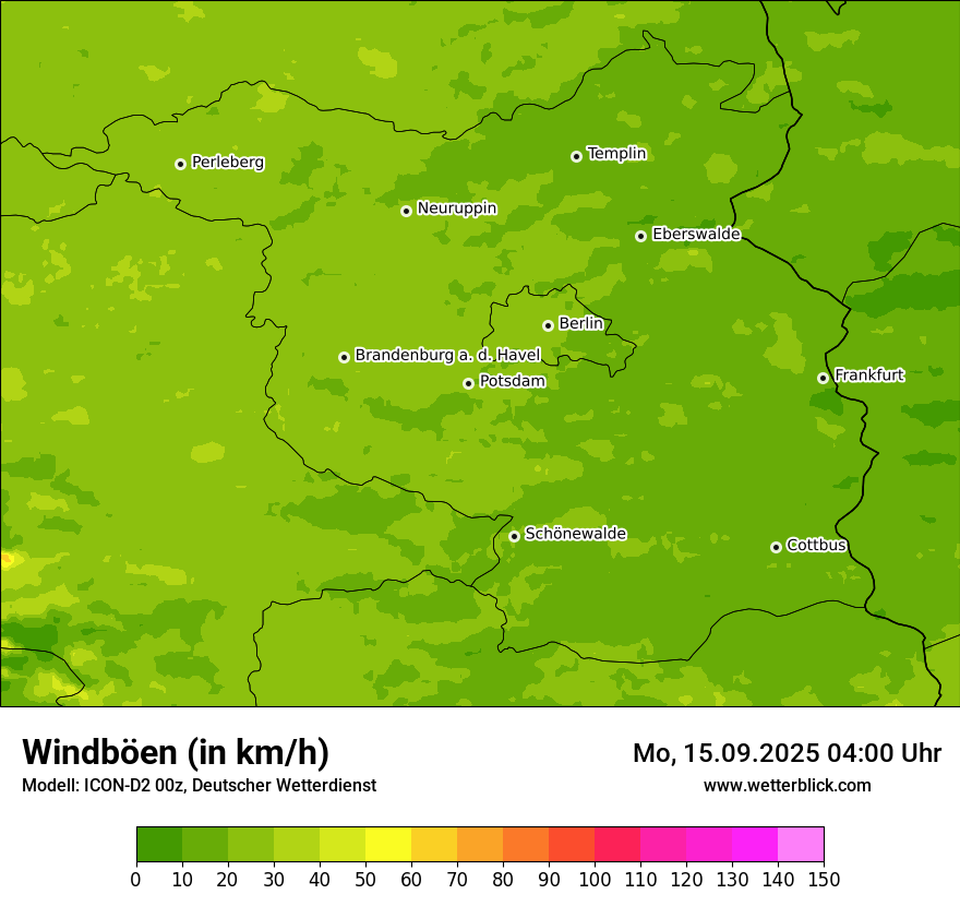 Modellkarten Windgeschwindigkeit