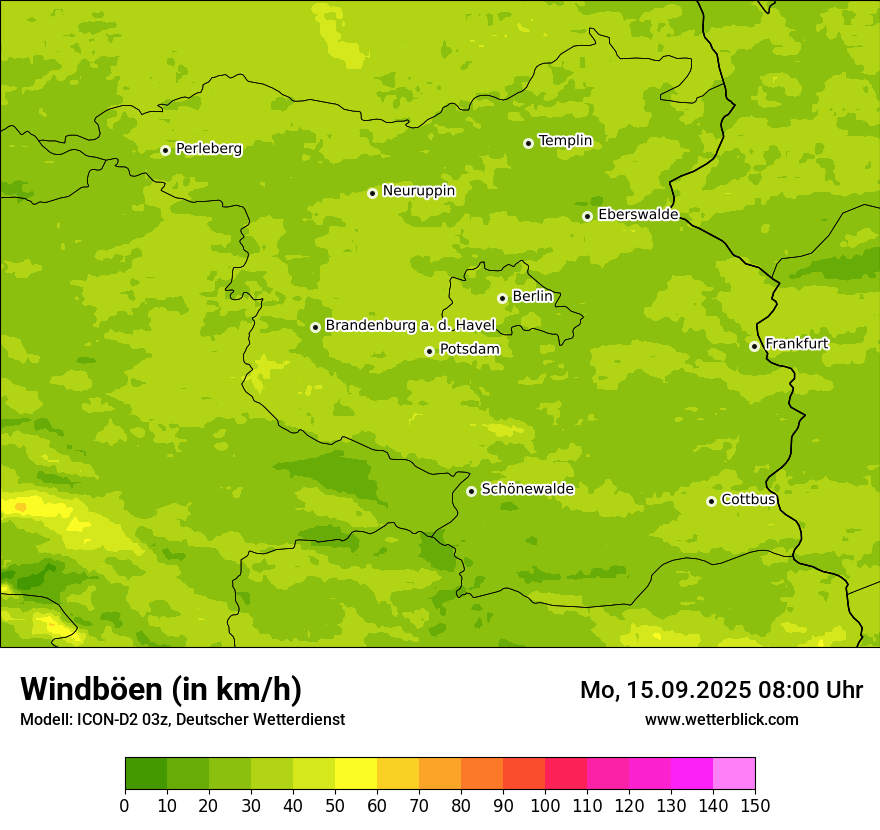 Modellkarten Windgeschwindigkeit