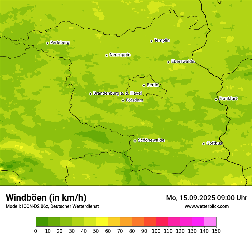 Modellkarten Windgeschwindigkeit