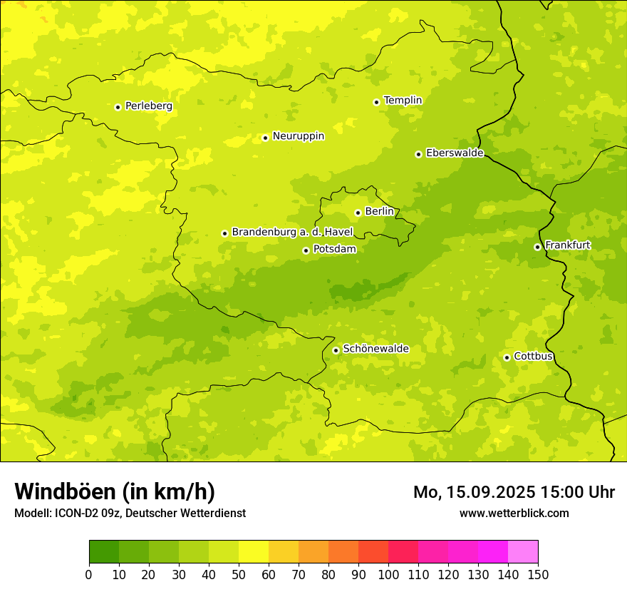 Modellkarten Windgeschwindigkeit