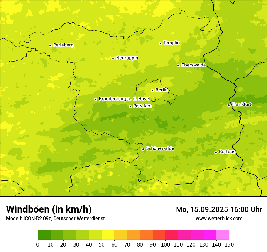 Modellkarten Windgeschwindigkeit