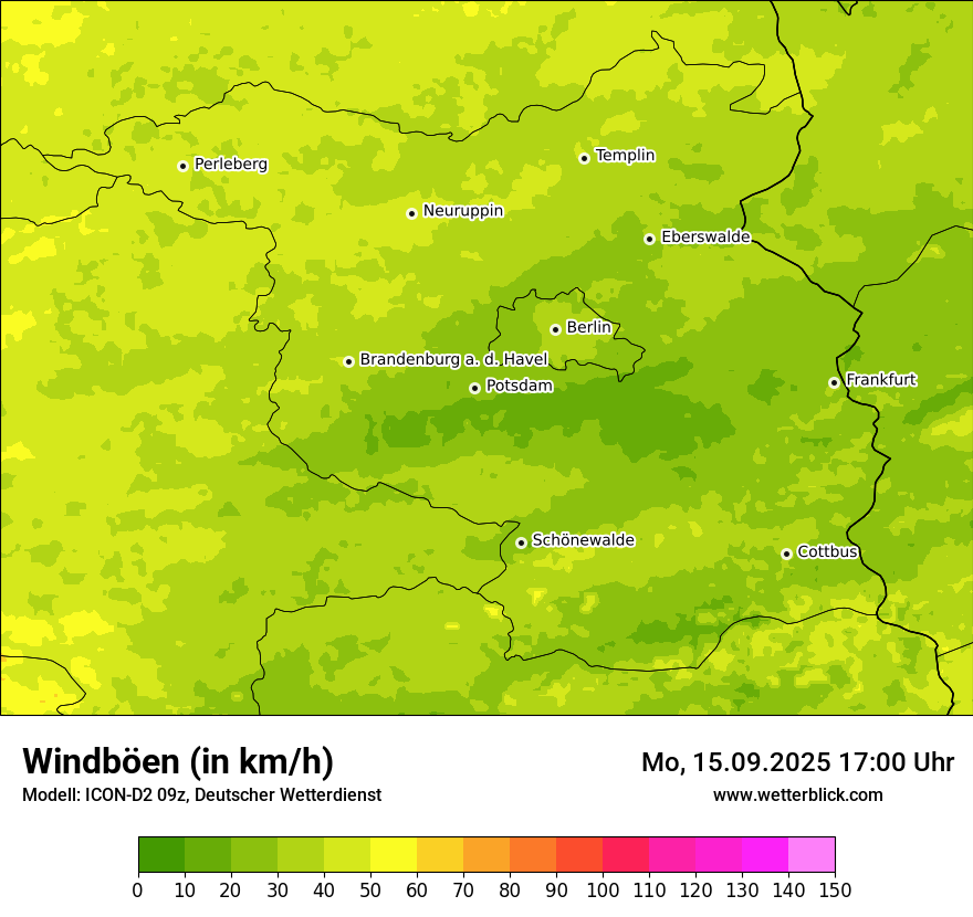 Modellkarten Windgeschwindigkeit