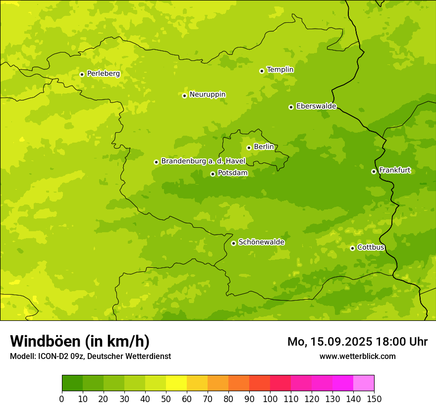 Modellkarten Windgeschwindigkeit