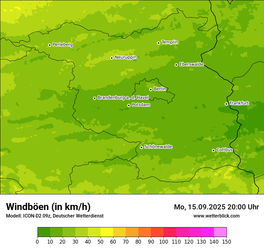Modellkarten Windgeschwindigkeit