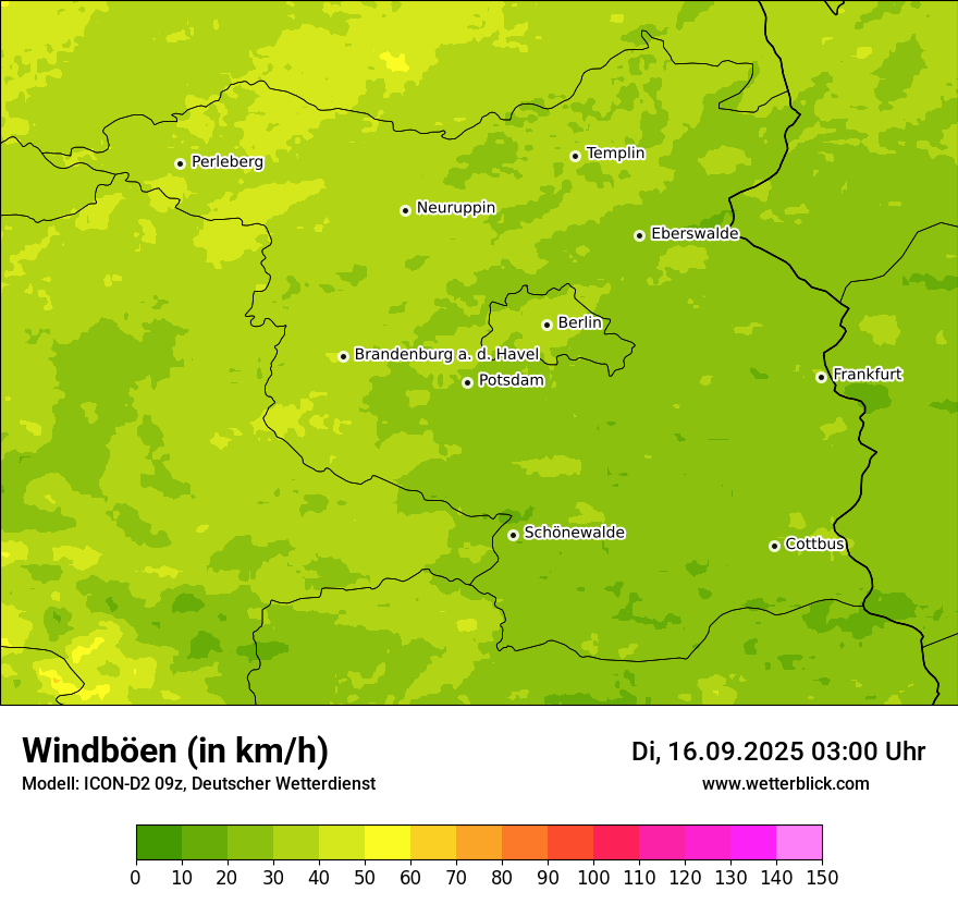Modellkarten Windgeschwindigkeit