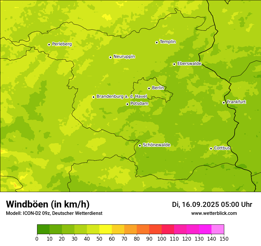 Modellkarten Windgeschwindigkeit