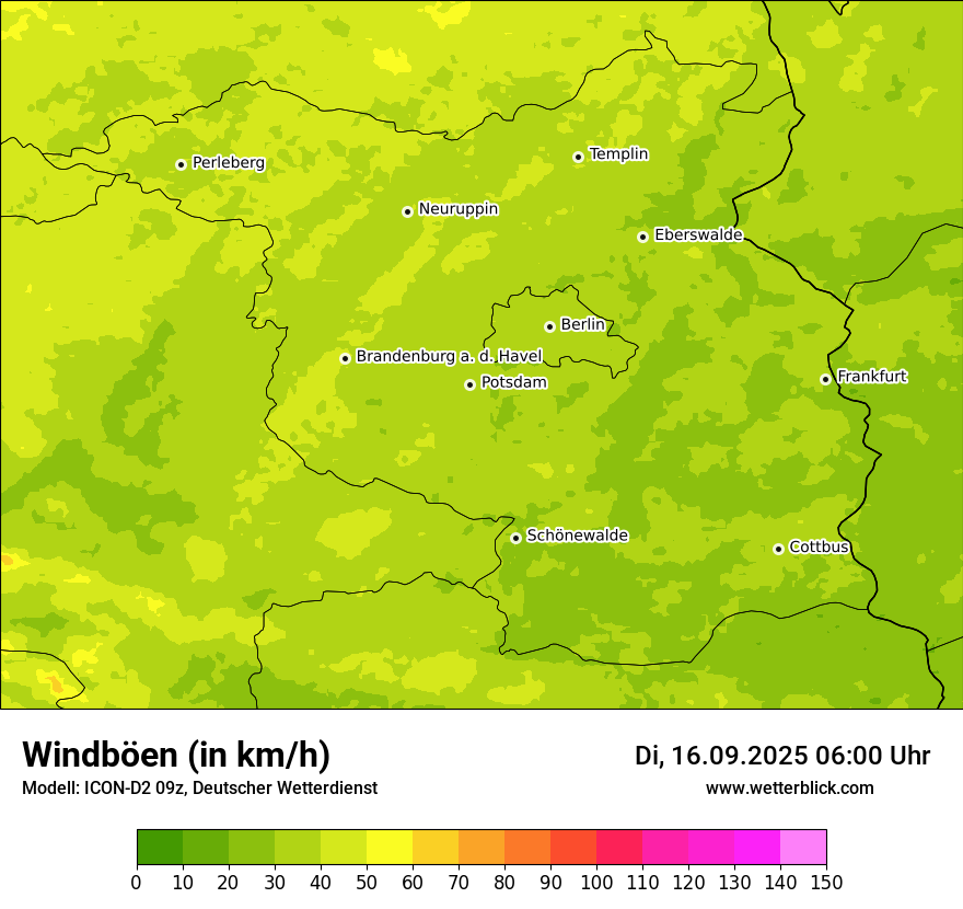 Modellkarten Windgeschwindigkeit