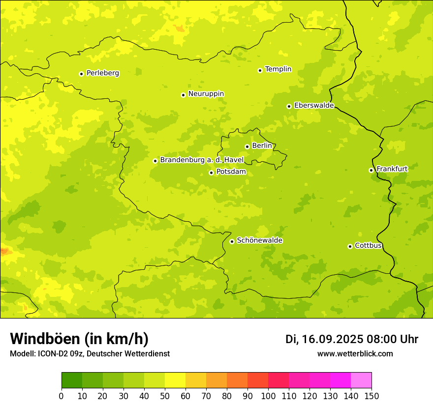Modellkarten Windgeschwindigkeit