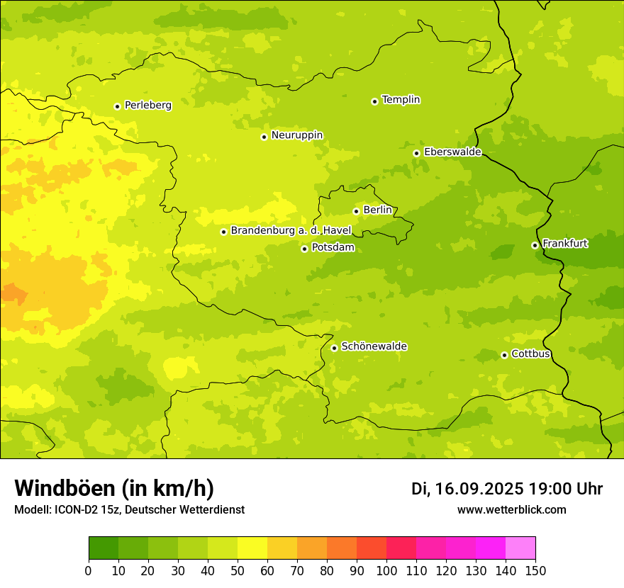 Modellkarten Windgeschwindigkeit