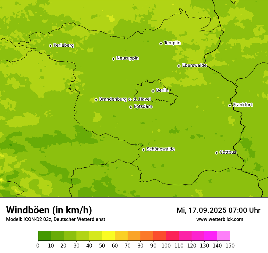 Modellkarten Windgeschwindigkeit