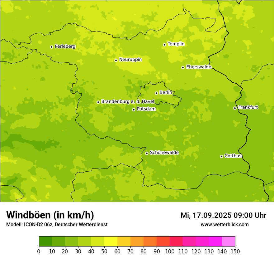 Modellkarten Windgeschwindigkeit