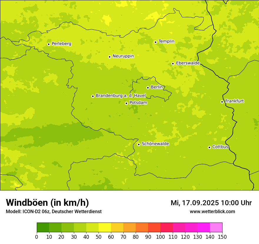 Modellkarten Windgeschwindigkeit