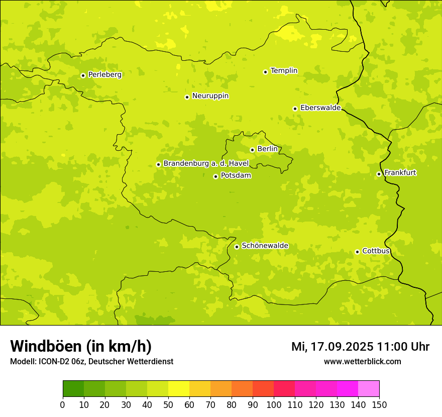 Modellkarten Windgeschwindigkeit