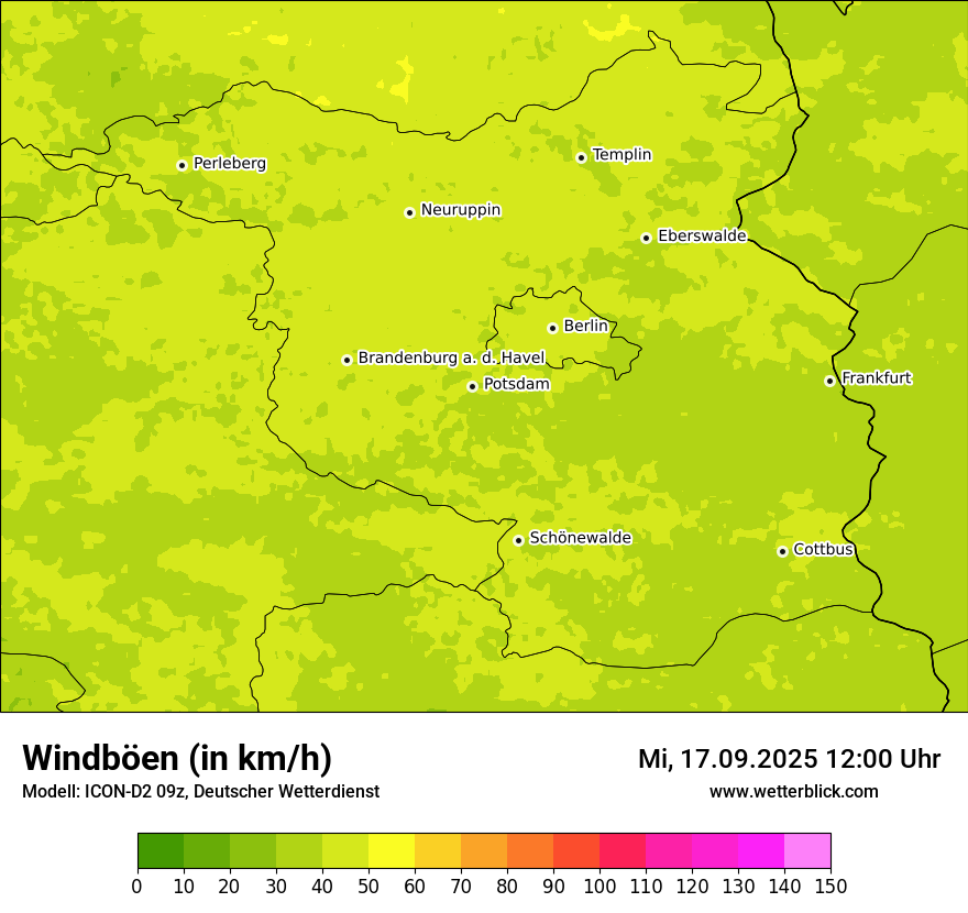 Modellkarten Windgeschwindigkeit