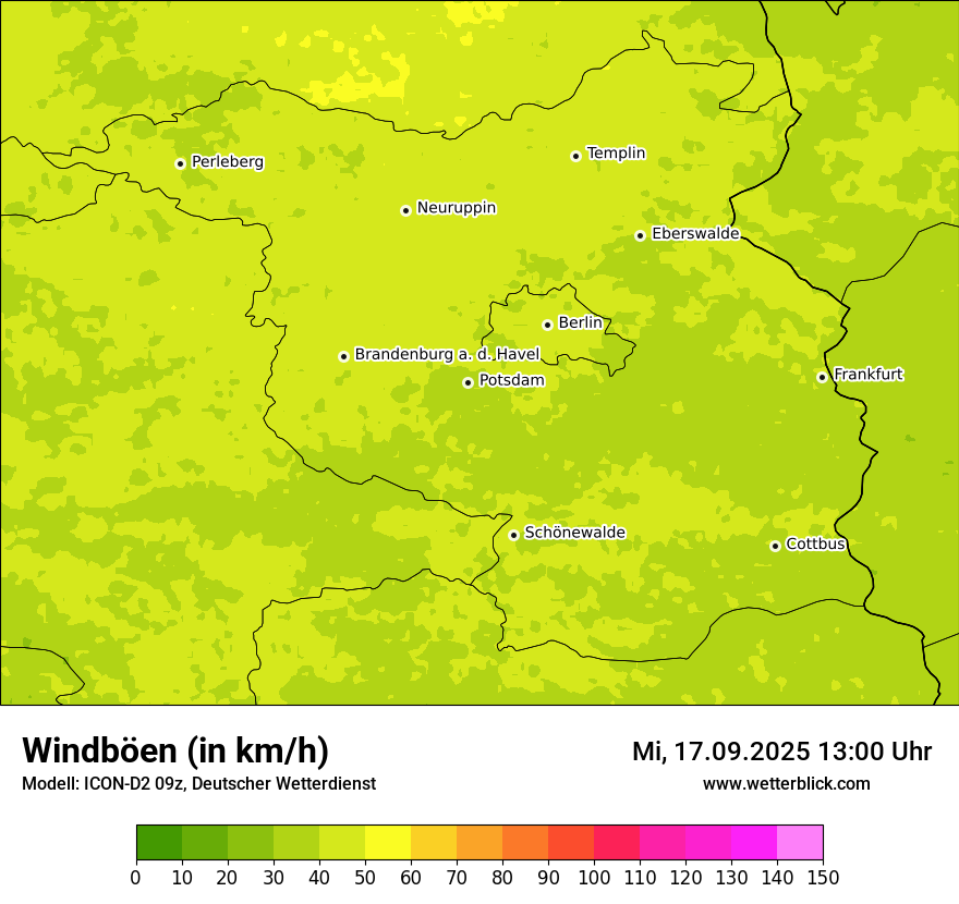 Modellkarten Windgeschwindigkeit