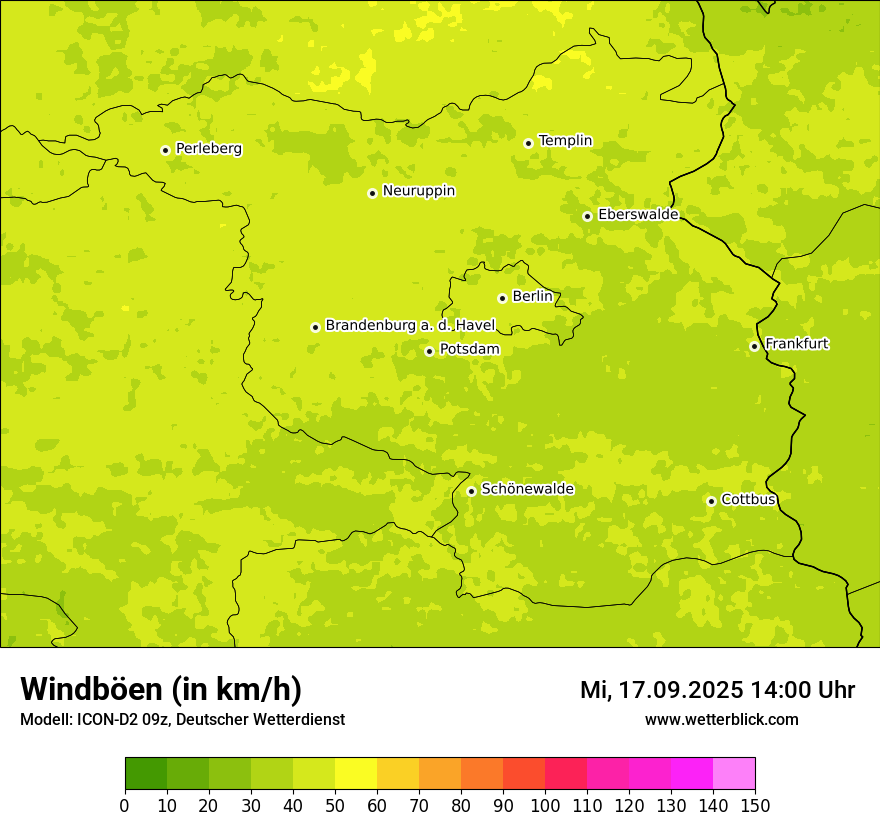 Modellkarten Windgeschwindigkeit