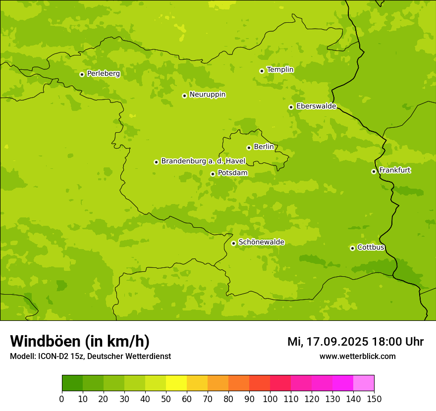 Modellkarten Windgeschwindigkeit
