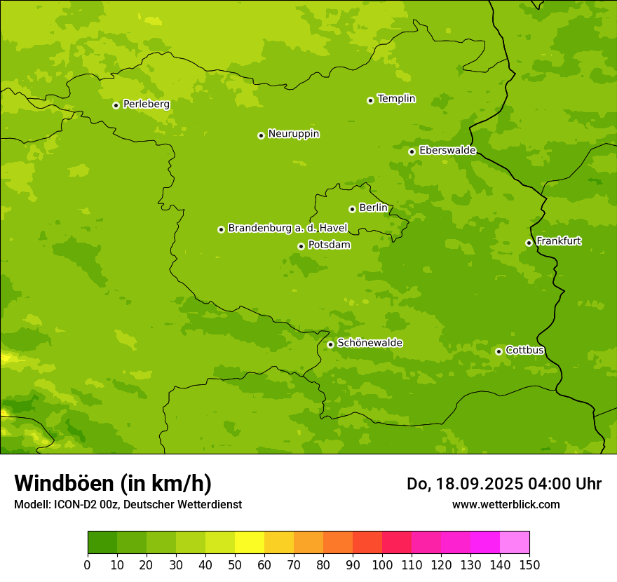 Modellkarten Windgeschwindigkeit