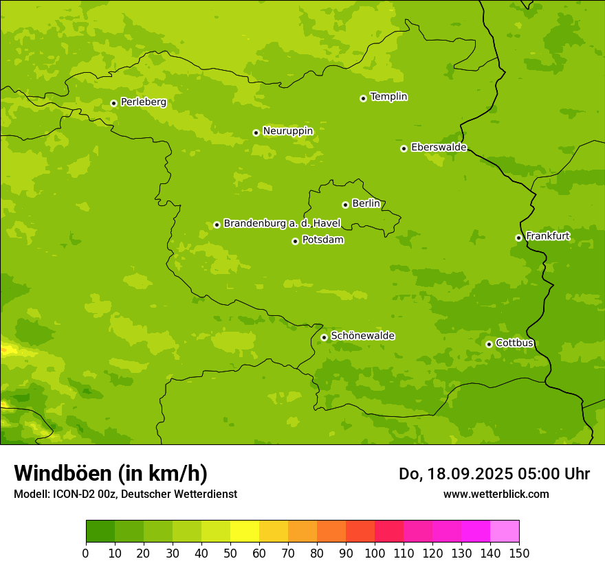 Modellkarten Windgeschwindigkeit