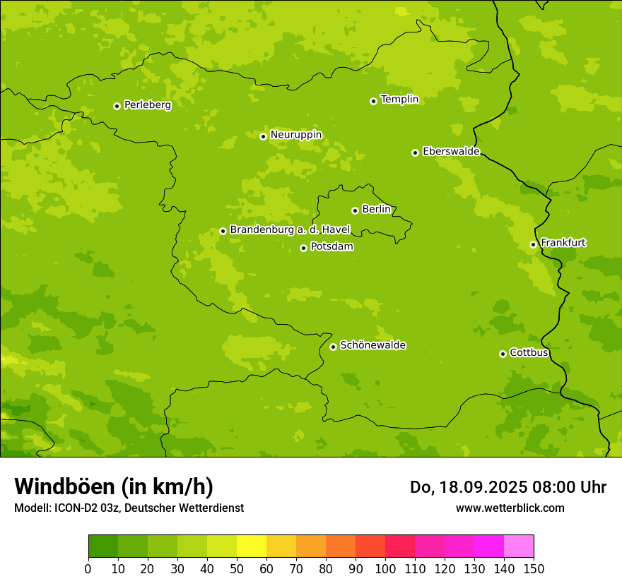 Modellkarten Windgeschwindigkeit