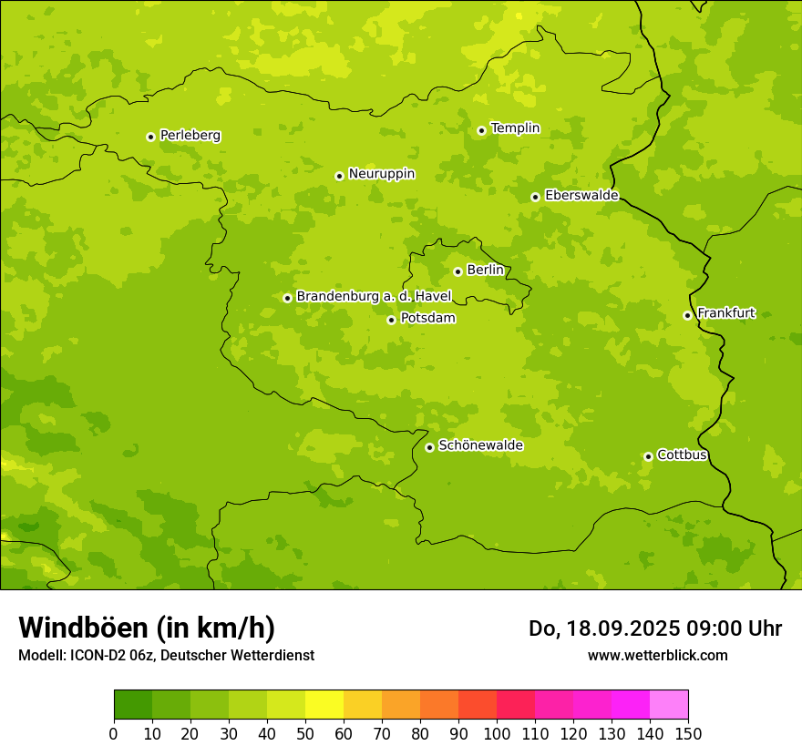 Modellkarten Windgeschwindigkeit