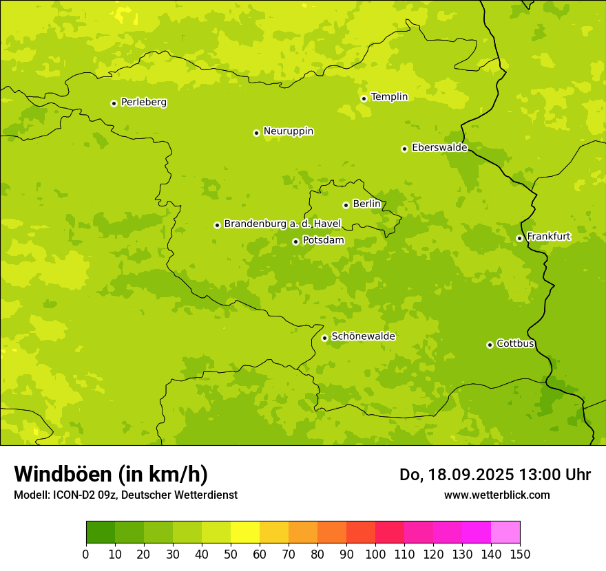 Modellkarten Windgeschwindigkeit