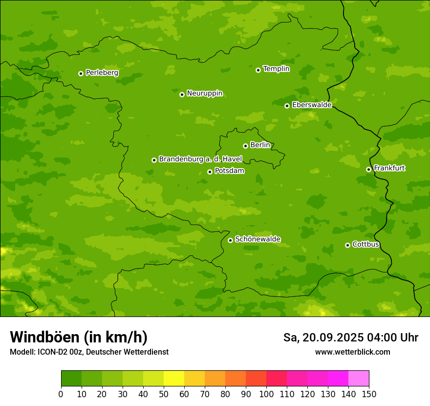 Modellkarten Windgeschwindigkeit