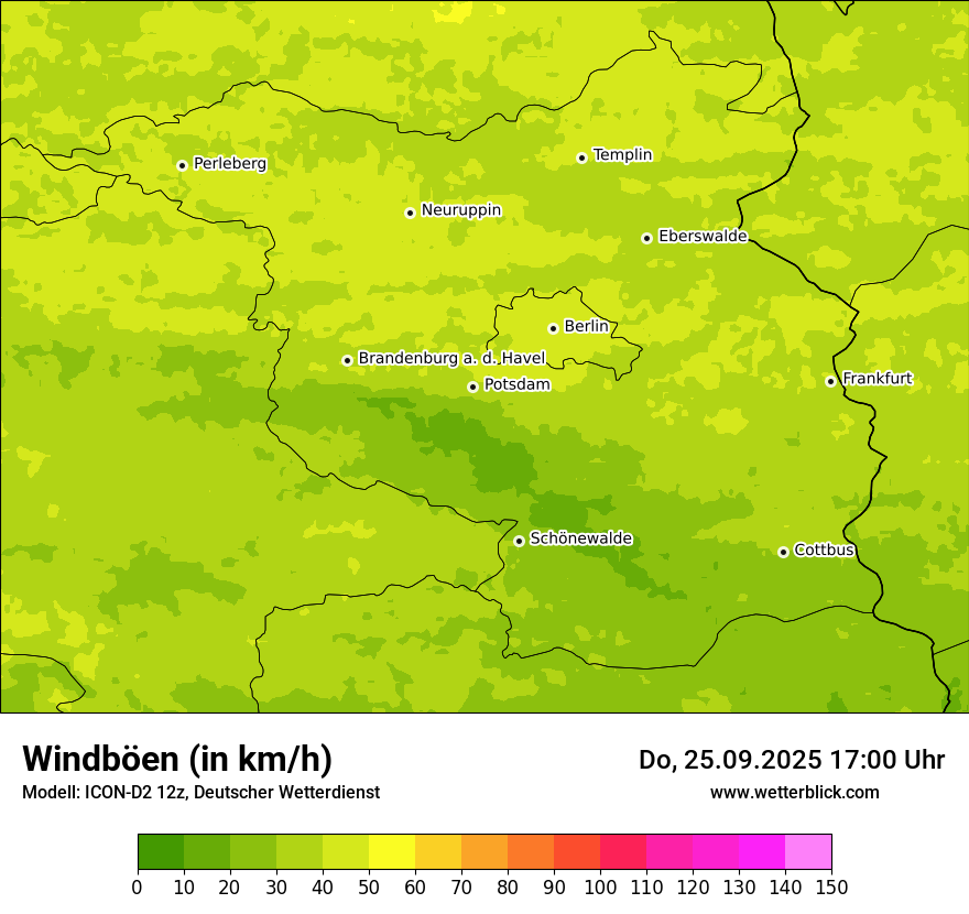 Modellkarten Windgeschwindigkeit