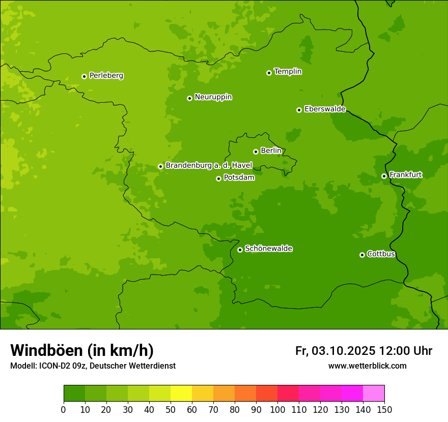 Modellkarten Windgeschwindigkeit