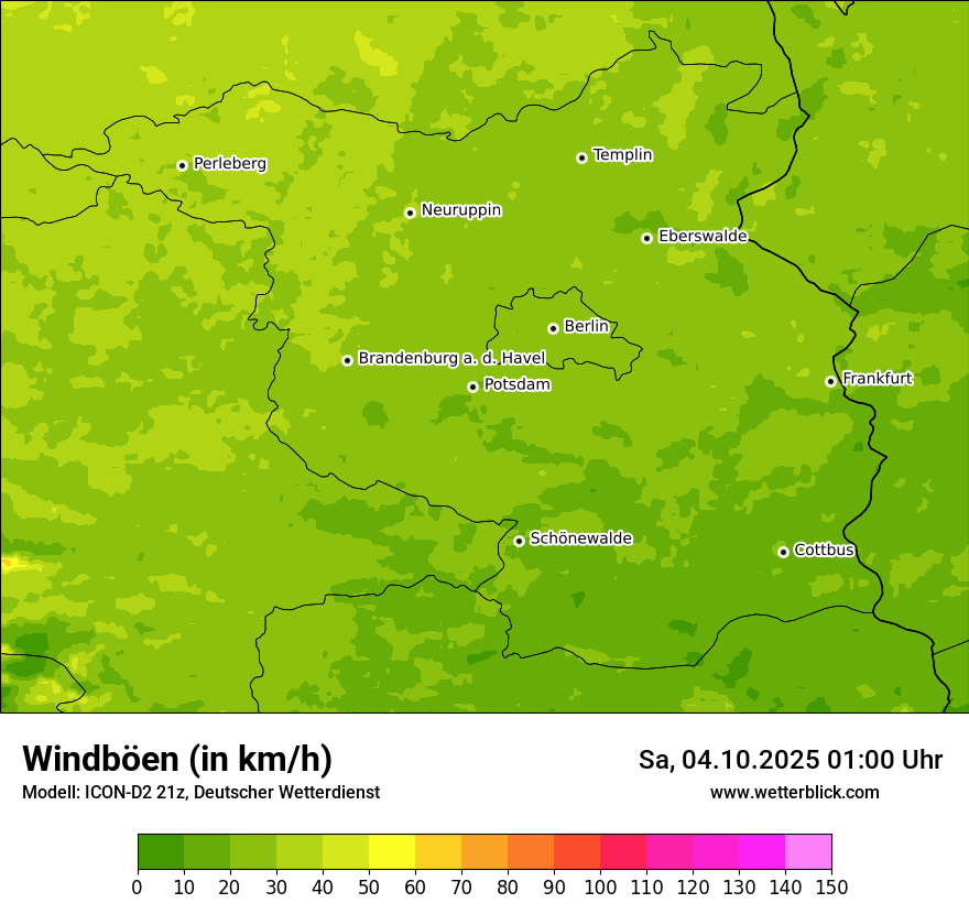 Modellkarten Windgeschwindigkeit