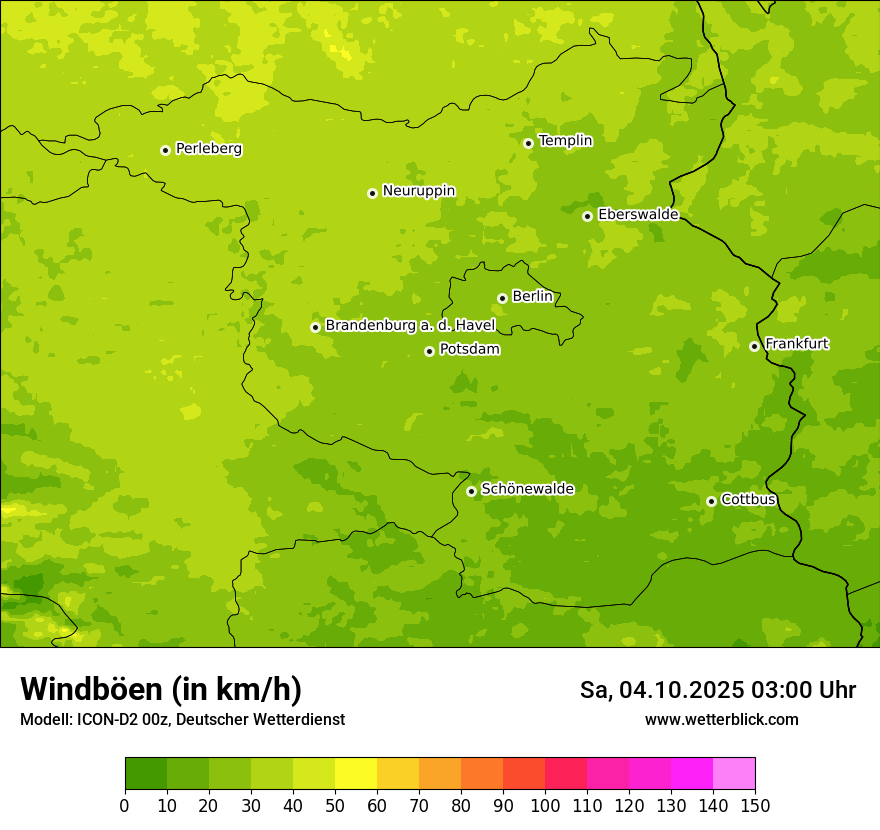 Modellkarten Windgeschwindigkeit