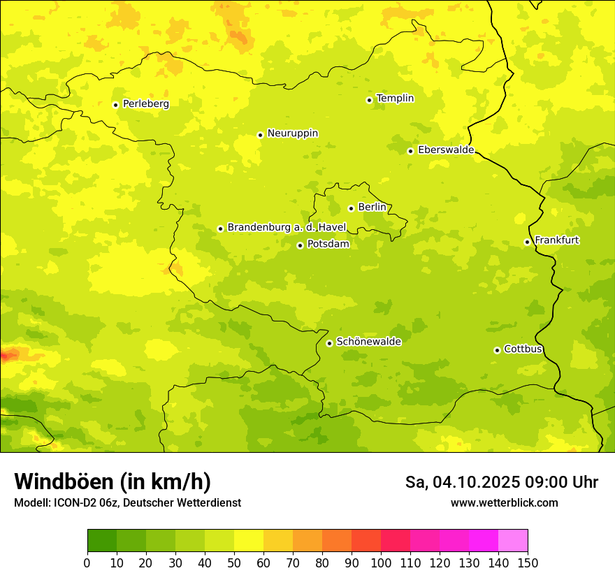Modellkarten Windgeschwindigkeit