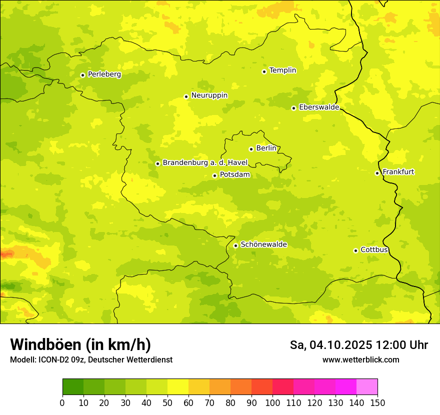 Modellkarten Windgeschwindigkeit