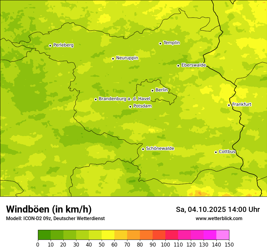 Modellkarten Windgeschwindigkeit