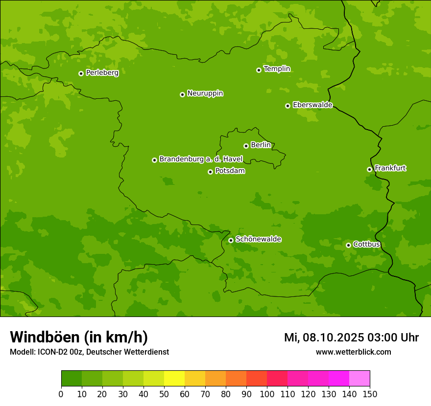 Modellkarten Windgeschwindigkeit