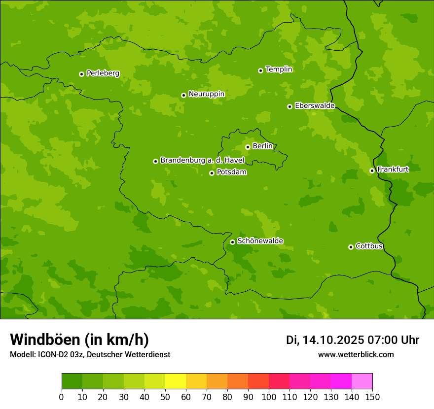 Modellkarten Windgeschwindigkeit