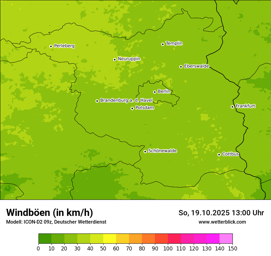 Modellkarten Windgeschwindigkeit